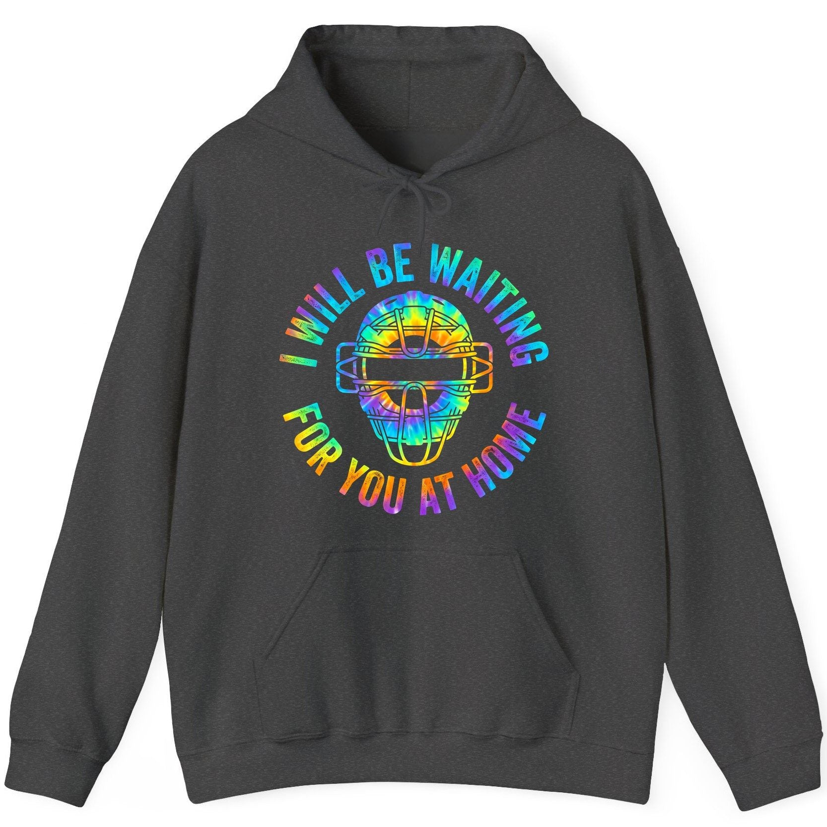 I Will Be Waiting for You at Home baseball catcher Hoodie Dark Heather product mockup