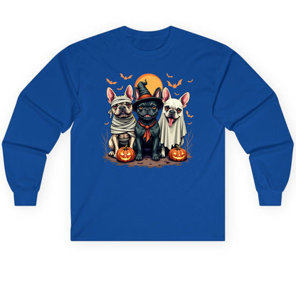 Halloween French Bulldogs Costumes french bulldogs Long Sleeve Tee Royal product mockup