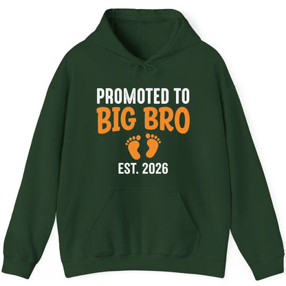 Promoted TO BIG BRO EST 2026 Pregnancy Announcement Hoodie - product mockup - Forest Green