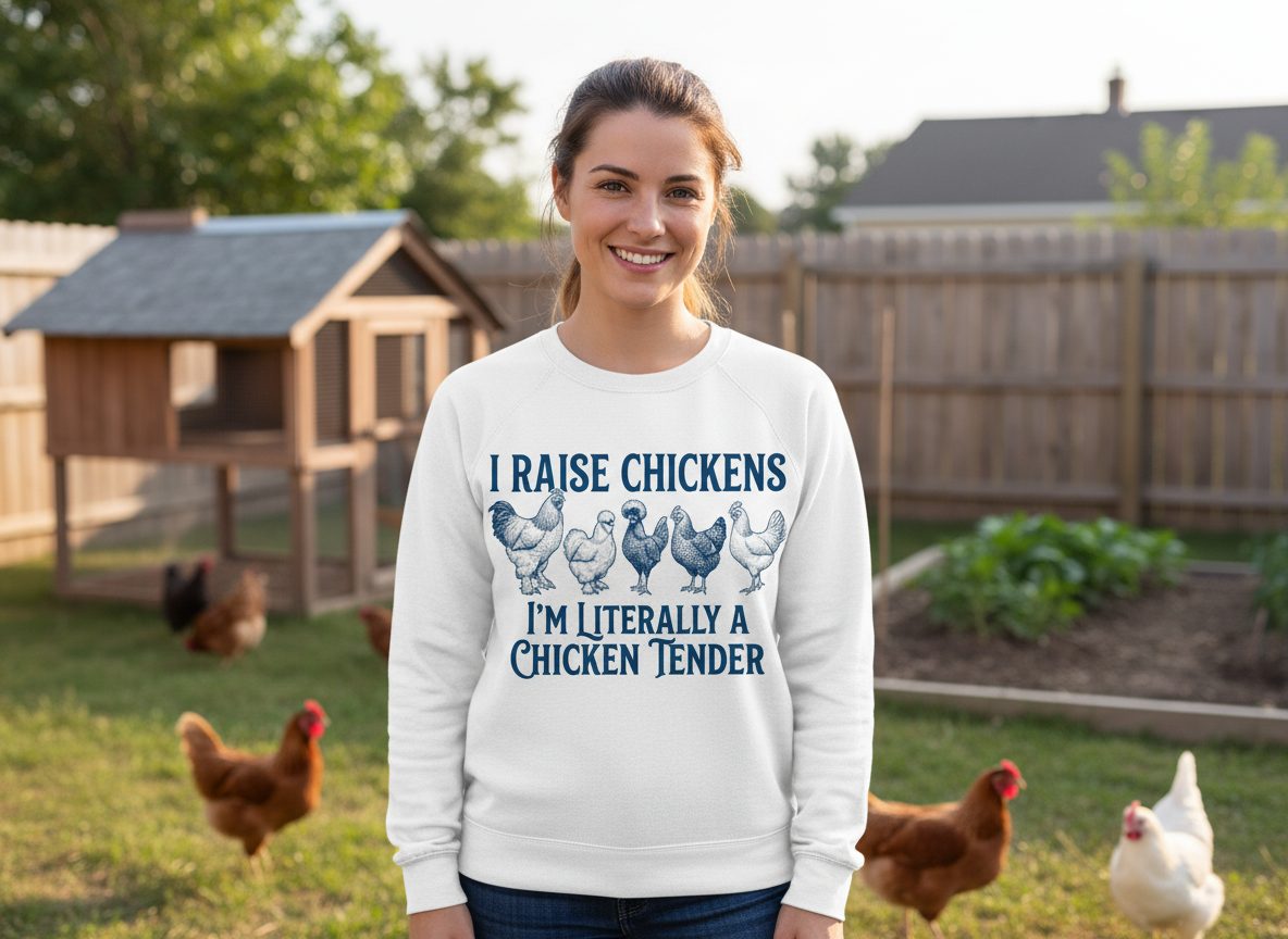 I Raise Chickens I'm Literally a Chicken Tender chicken farming Sweatshirt White lifestyle mockup