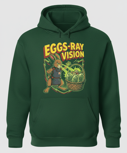 Eggs-Ray Vision Funny Easter Bunny Skeleton Hoodie - Forest Green