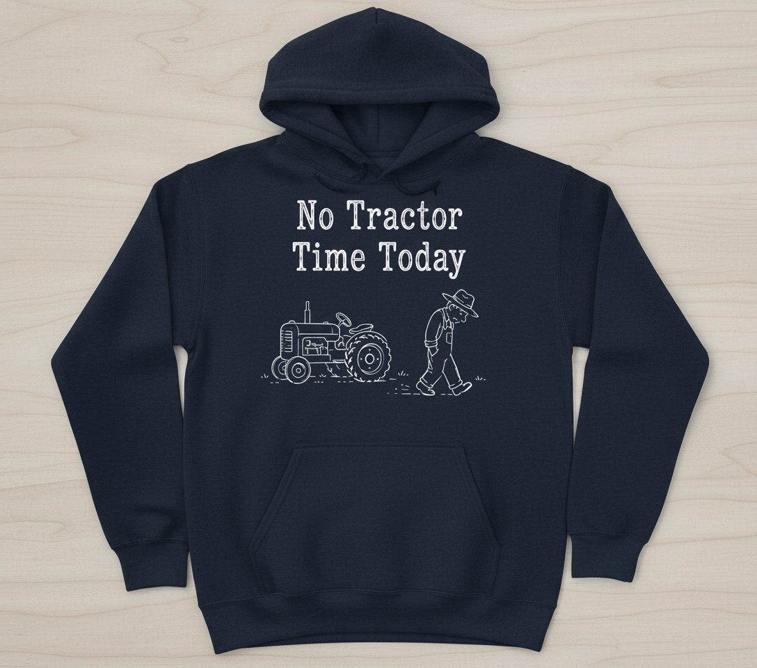 No Tractor Time Today Funny Farming Hoodie - product mockup - Navy