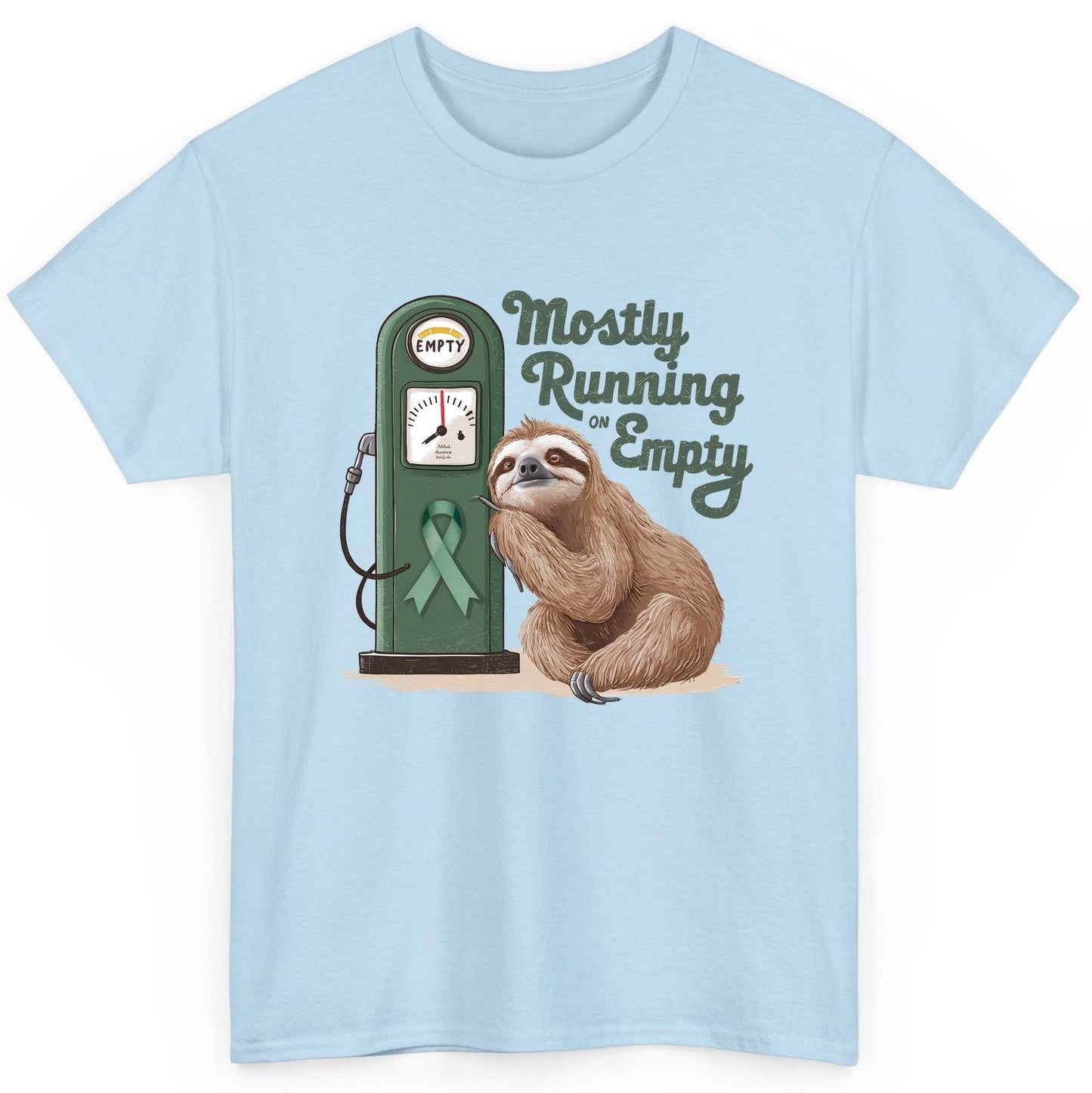 Mostly Running on Empty sloth T-Shirt Light Blue product mockup
