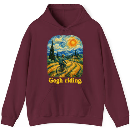 Gogh Riding van gogh parody Hoodie Maroon product mockup