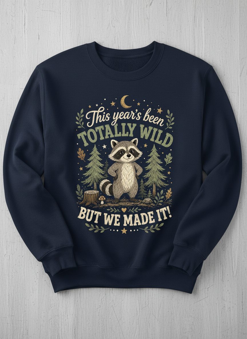 Totally Wild Raccoon Funny Animal Lovers Sweatshirt - product mockup - Navy