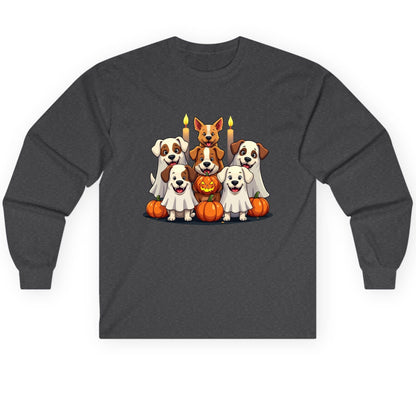 Cute Ghost Dogs Halloween Halloween dogs Long Sleeve Tee Dark Heather product mockup