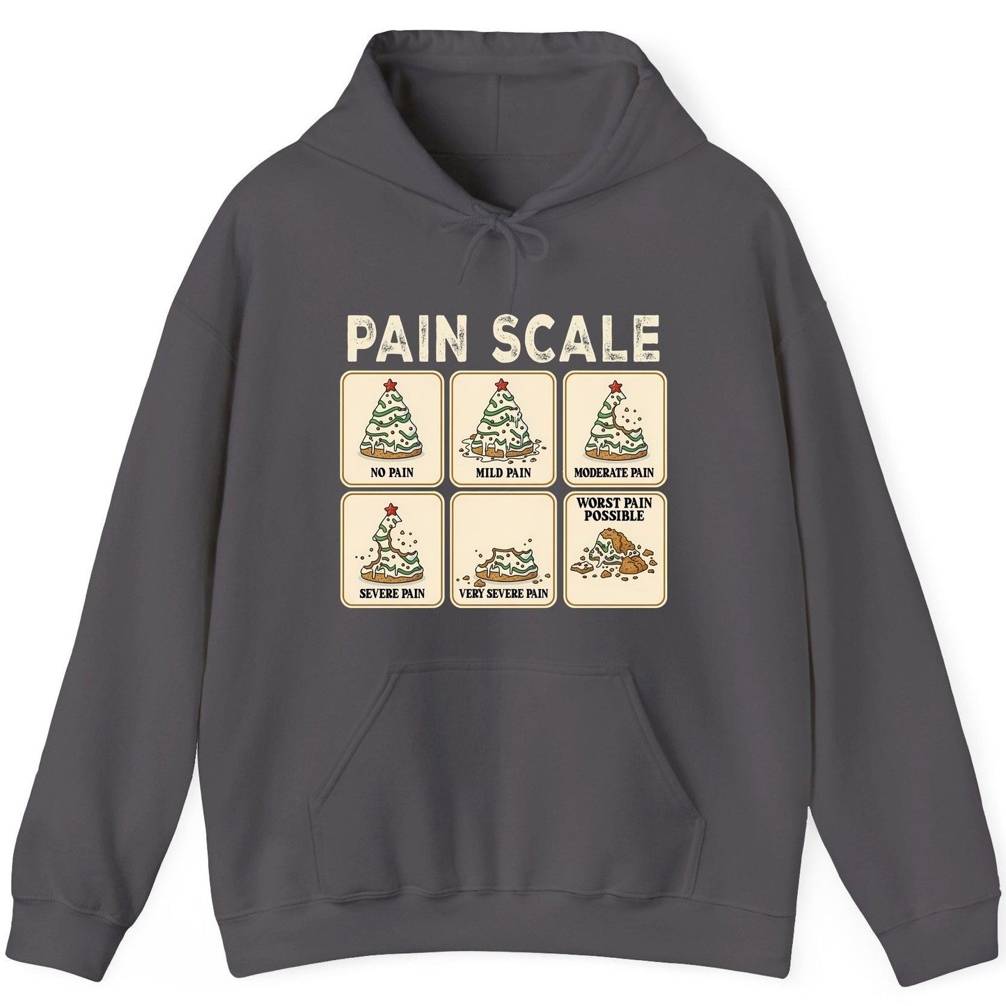 Pain Scale Christmas cookie pain scale Hoodie Charcoal product mockup
