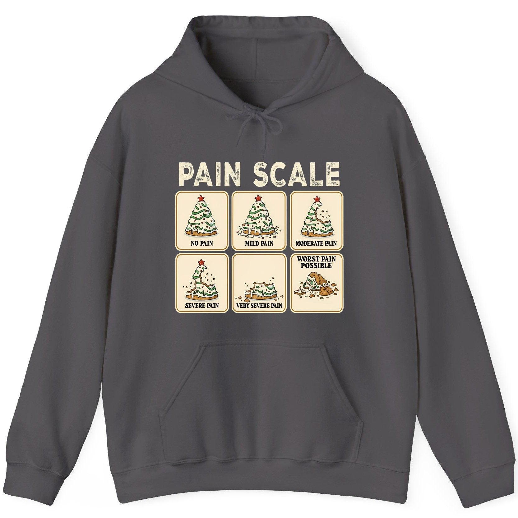 Pain Scale Christmas cookie pain scale Hoodie Charcoal product mockup