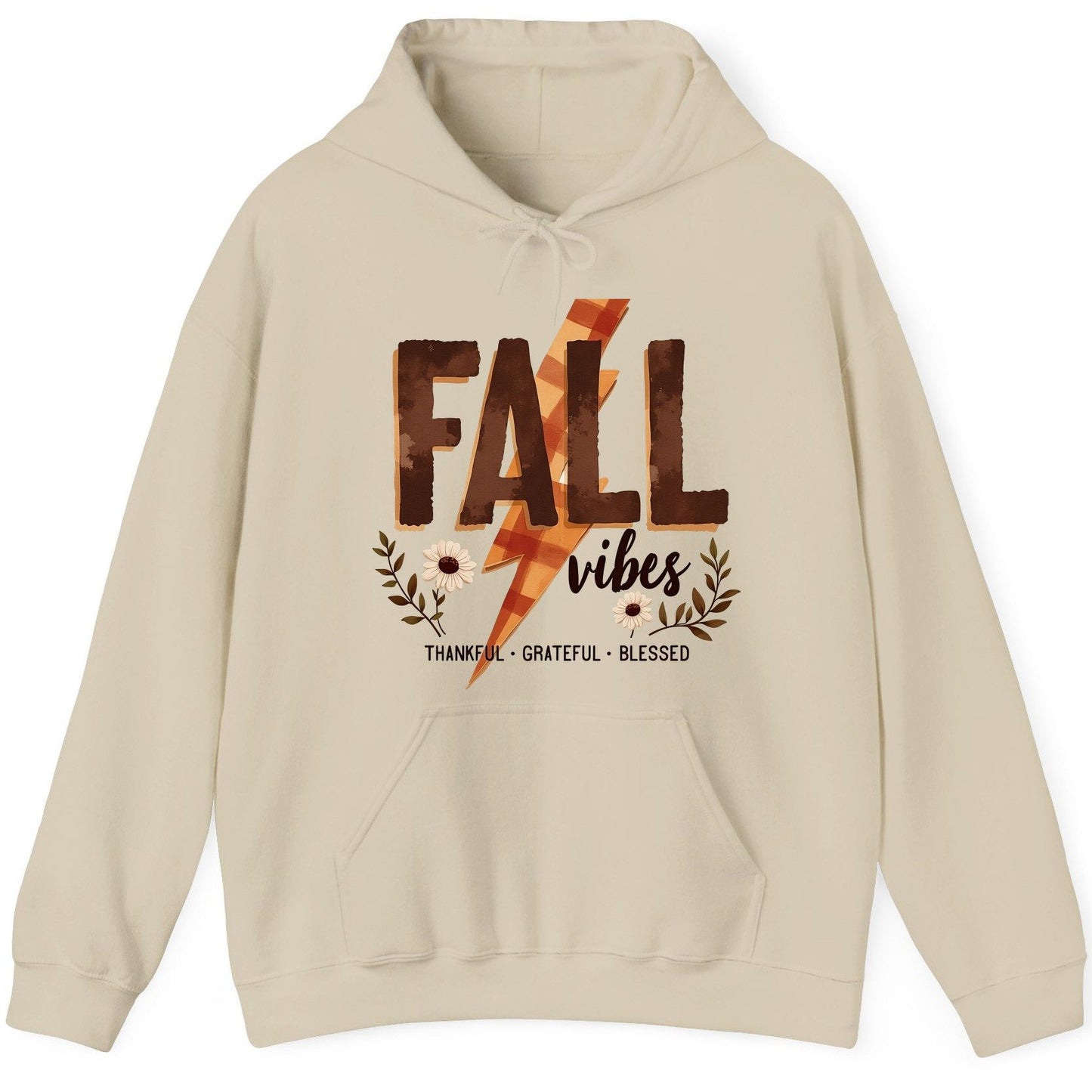Fall Vibes Thankful Grateful Blessed autumn Hoodie Sand product mockup
