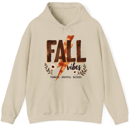 Fall Vibes Thankful Grateful Blessed autumn Hoodie Sand product mockup