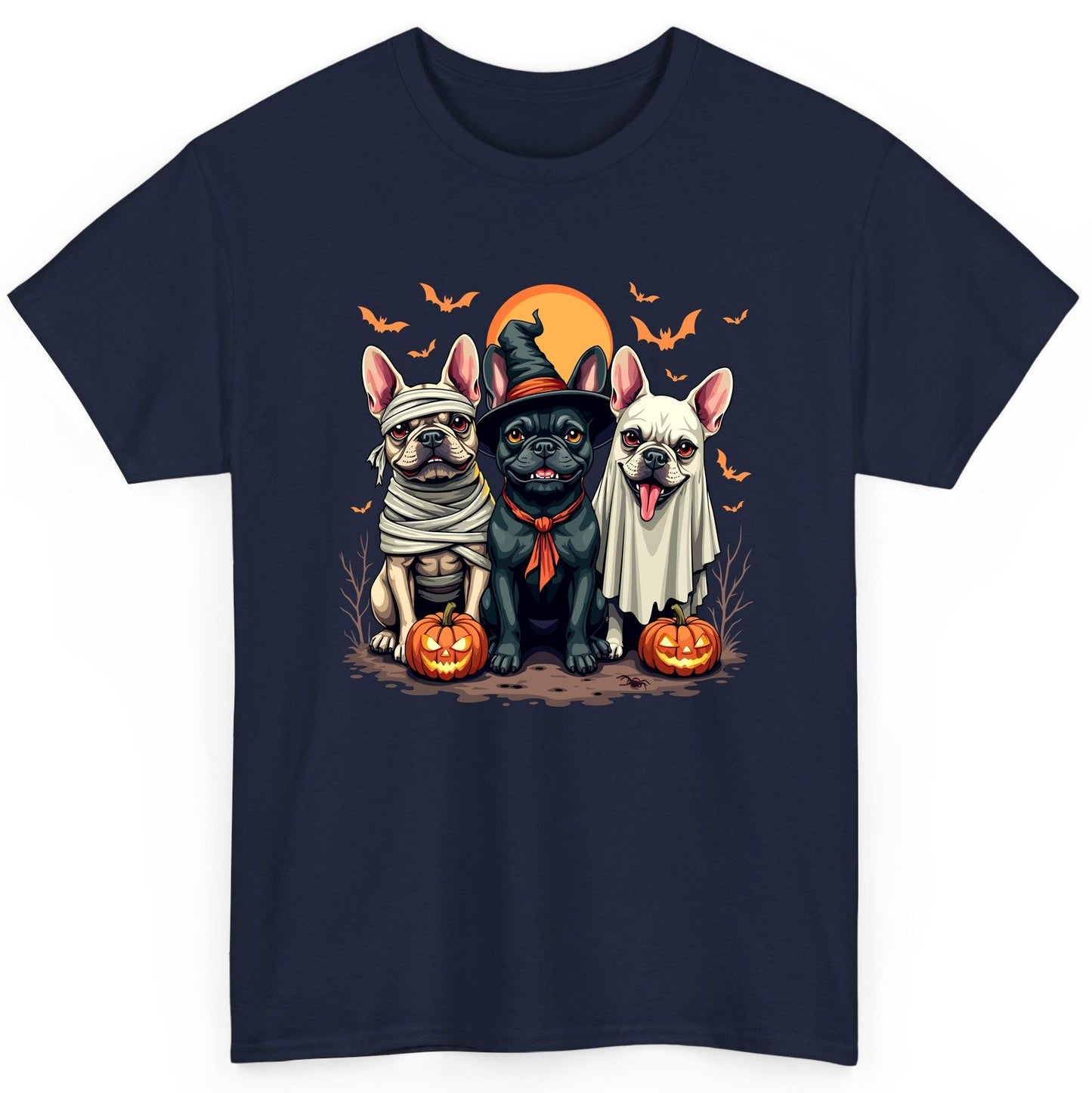 Halloween French Bulldogs Costumes french bulldogs T-Shirt Navy product mockup