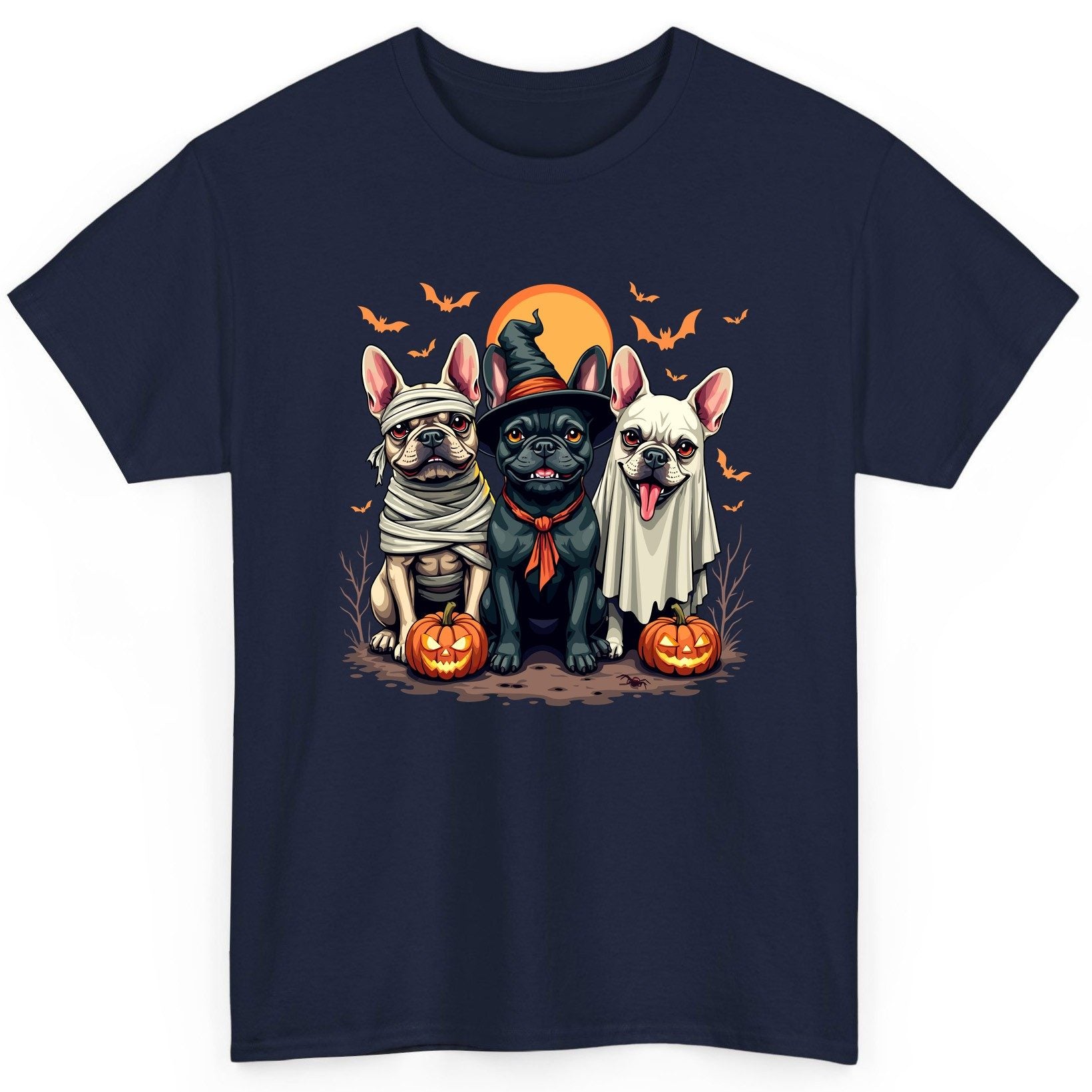 Halloween French Bulldogs Costumes french bulldogs T-Shirt Navy product mockup