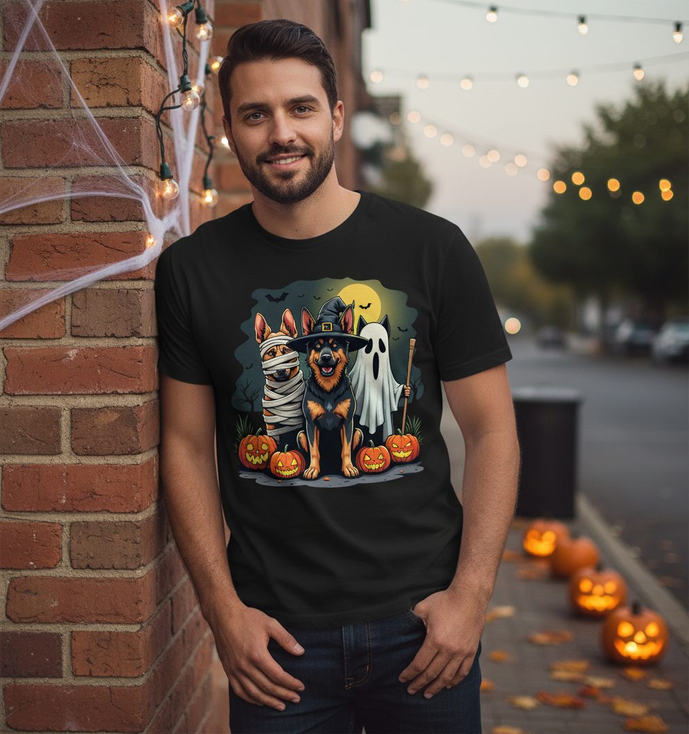 Halloween Dogs in Costumes Halloween dogs T-Shirt Black lifestyle mockup
