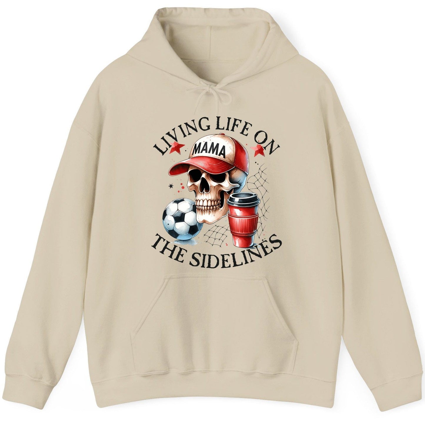 Living Life on the Sidelines soccer mom Hoodie Sand product mockup