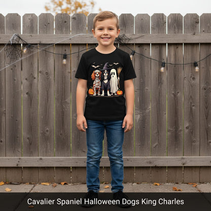 Cavalier Spaniel Halloween Dogs cavalier king charles spaniel Youth T-Shirt Black lifestyle mockup