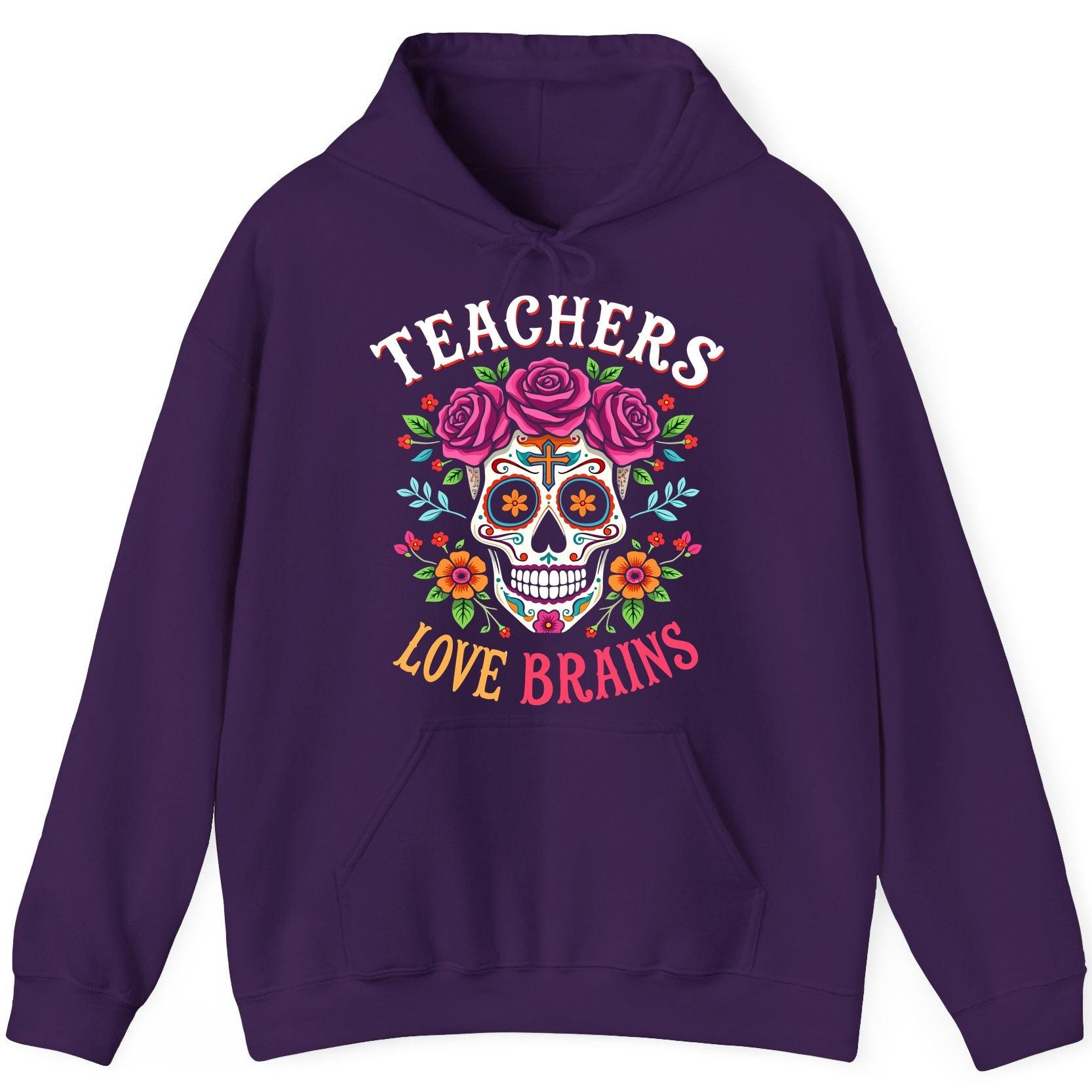 Teachers Love Brains teacher Hoodie Purple product mockup