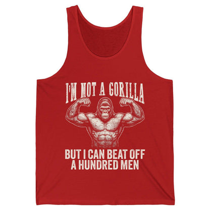 I'm Not a Gorilla but I Can Beat Off a Hundred Men gorilla Tank Top Red product mockup