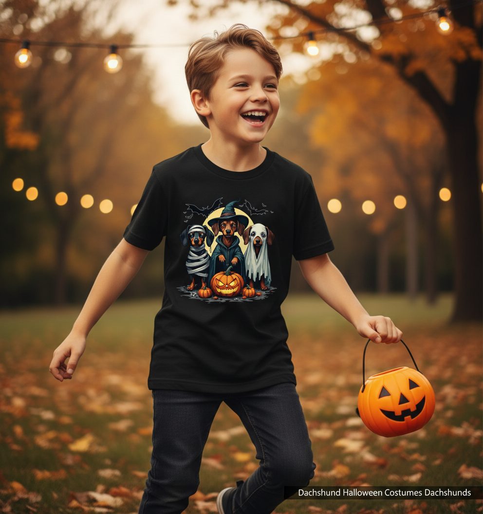 Dachshund Halloween Costumes dachshunds Youth T-Shirt Black lifestyle mockup