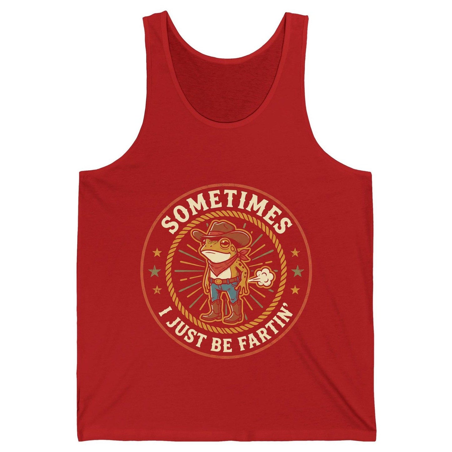 Sometimes I Just Be Fartin' cowboy frog Tank Top Red product mockup