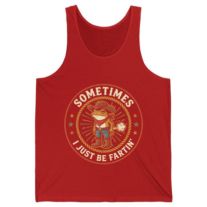 Sometimes I Just Be Fartin' cowboy frog Tank Top Red product mockup
