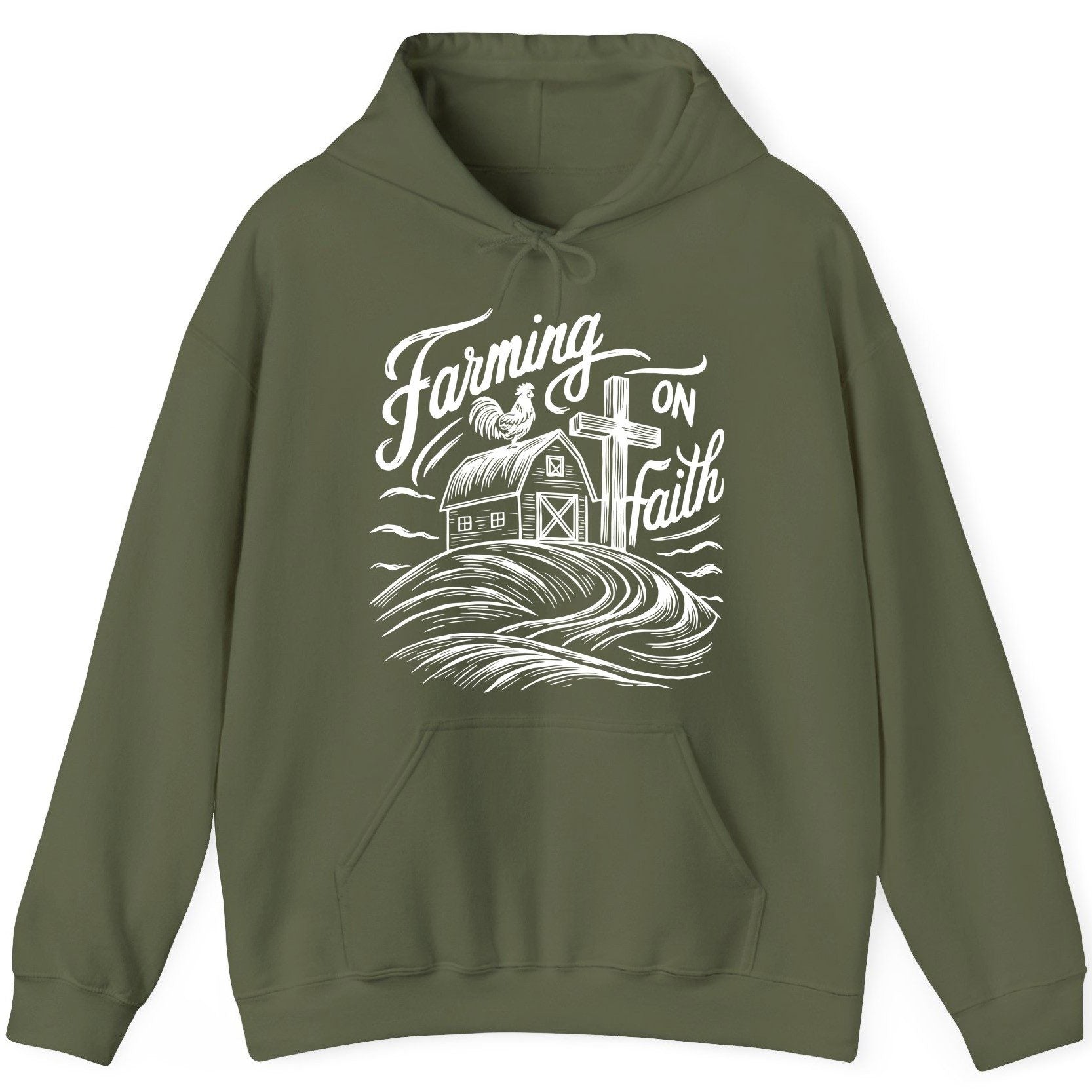 Farming on Faith christian farming Hoodie Military Green product mockup
