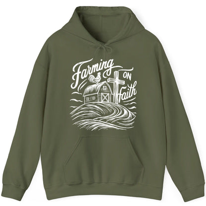 Farming on Faith christian farming Hoodie Military Green product mockup