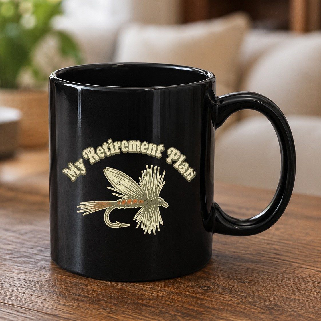 My Retirement Plan fly fishing Black Mug Black product mockup