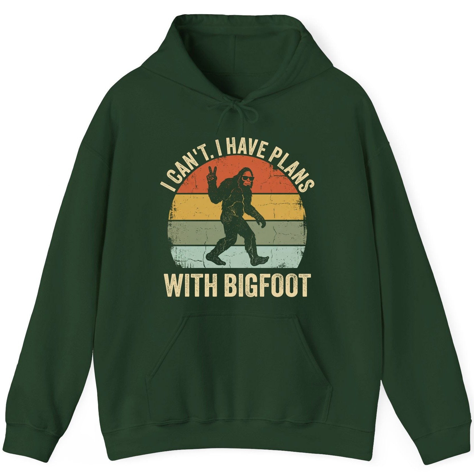 I Can't I Have Plans with Bigfoot bigfoot Hoodie Forest Green product mockup