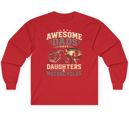 Awesome Dads Have Daughters & Motorcycles biker dad Long Sleeve Tee Red product mockup