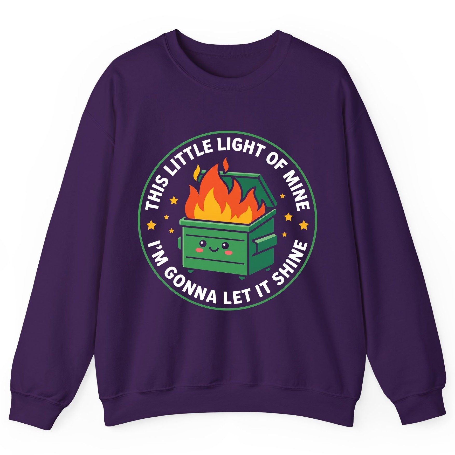 This little light of mine I'm gonna let it shine Dumpster Fire Sweatshirt Purple product mockup