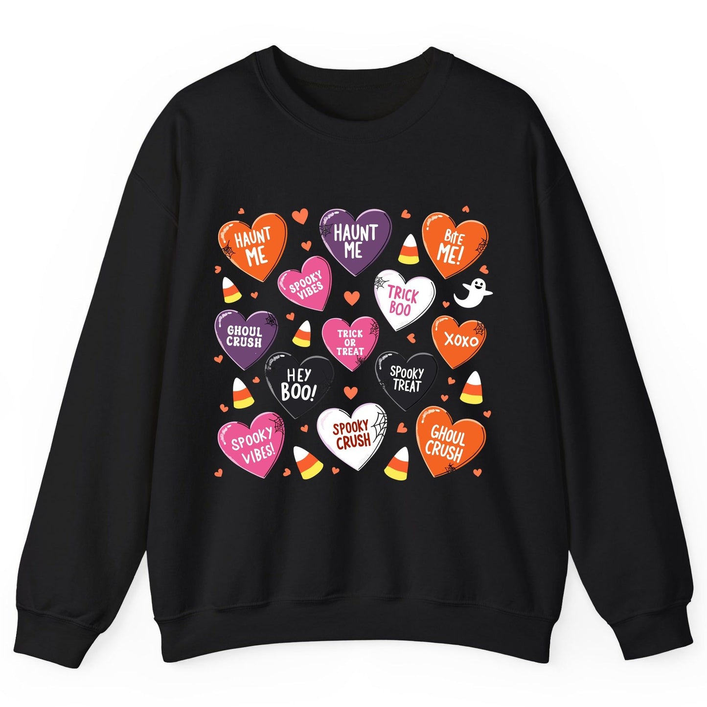 Spooky Halloween Conversation Hearts Halloween conversation hearts Sweatshirt Black product mockup