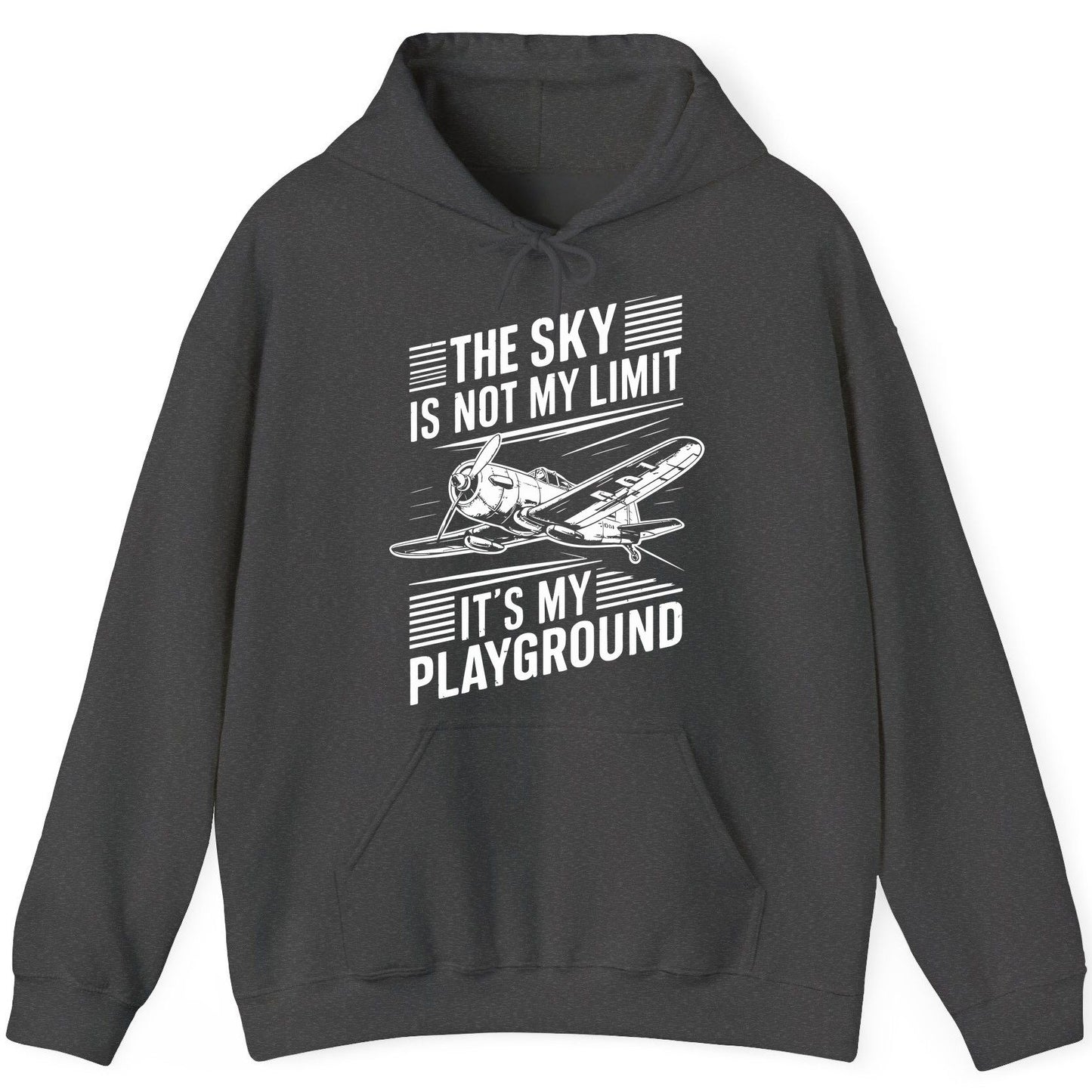 The Sky Is Not My Limit It's My Playground vintage airplane Hoodie Dark Heather product mockup