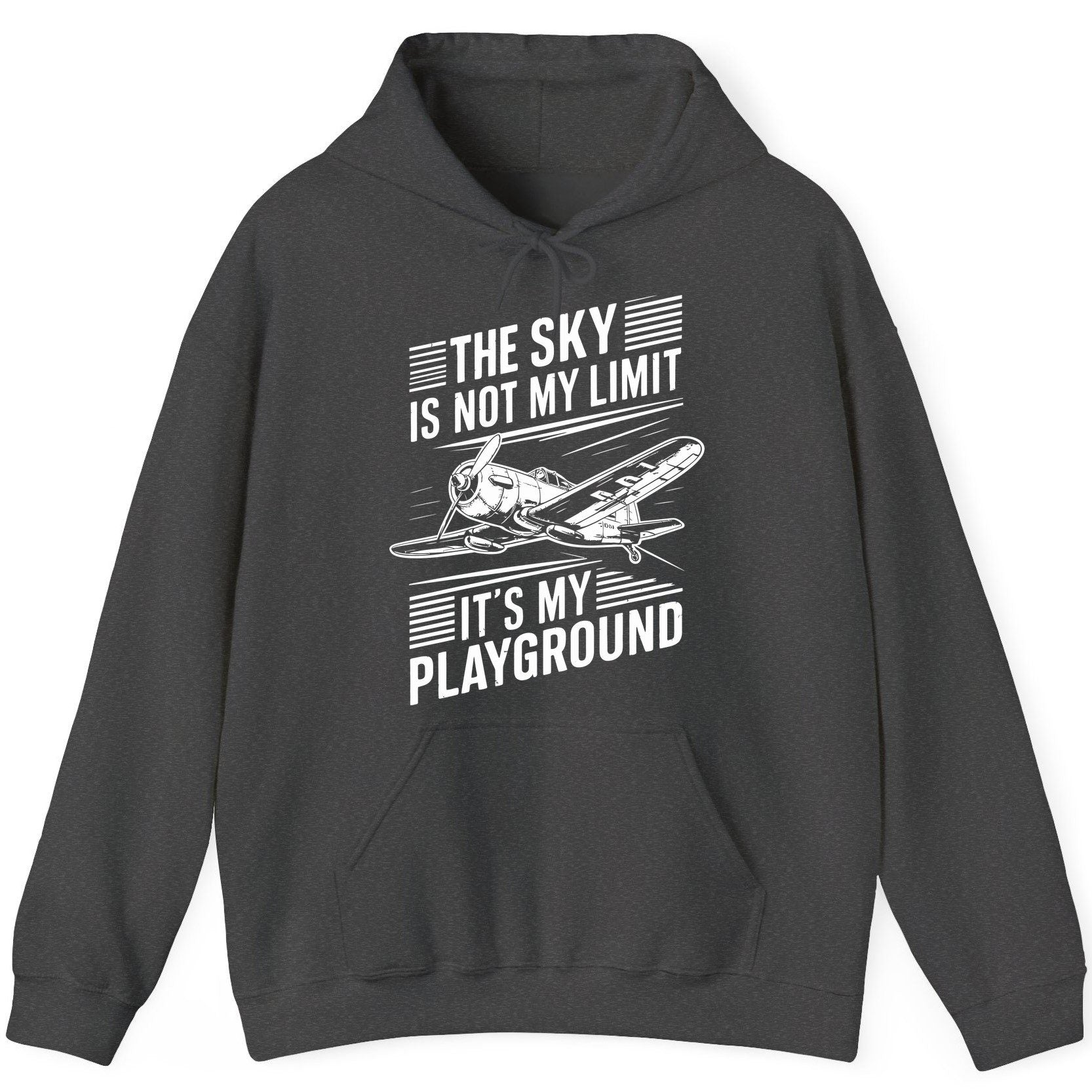 The Sky Is Not My Limit It's My Playground vintage airplane Hoodie Dark Heather product mockup