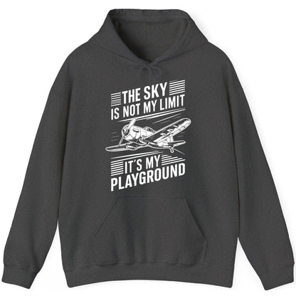 The Sky Is Not My Limit It's My Playground vintage airplane Hoodie Dark Heather product mockup