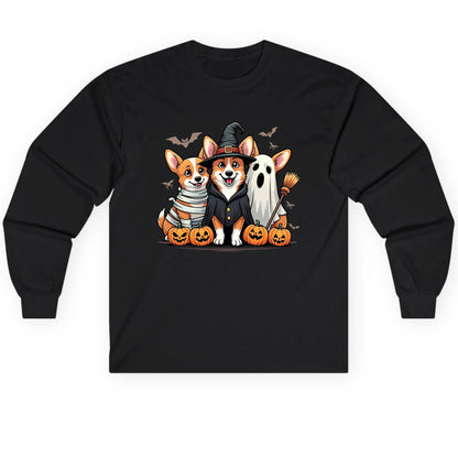 Halloween Corgi Trio Halloween corgis Long Sleeve Tee Black product mockup
