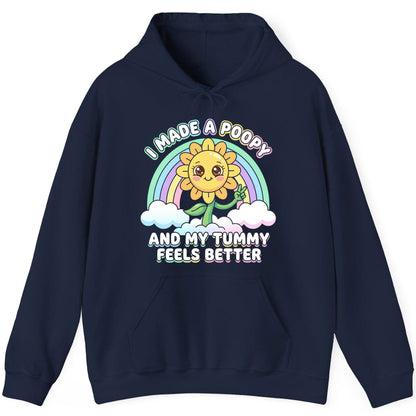 I Made a Poopy and My Tummy Feels Better kawaii sunflower Hoodie Navy product mockup