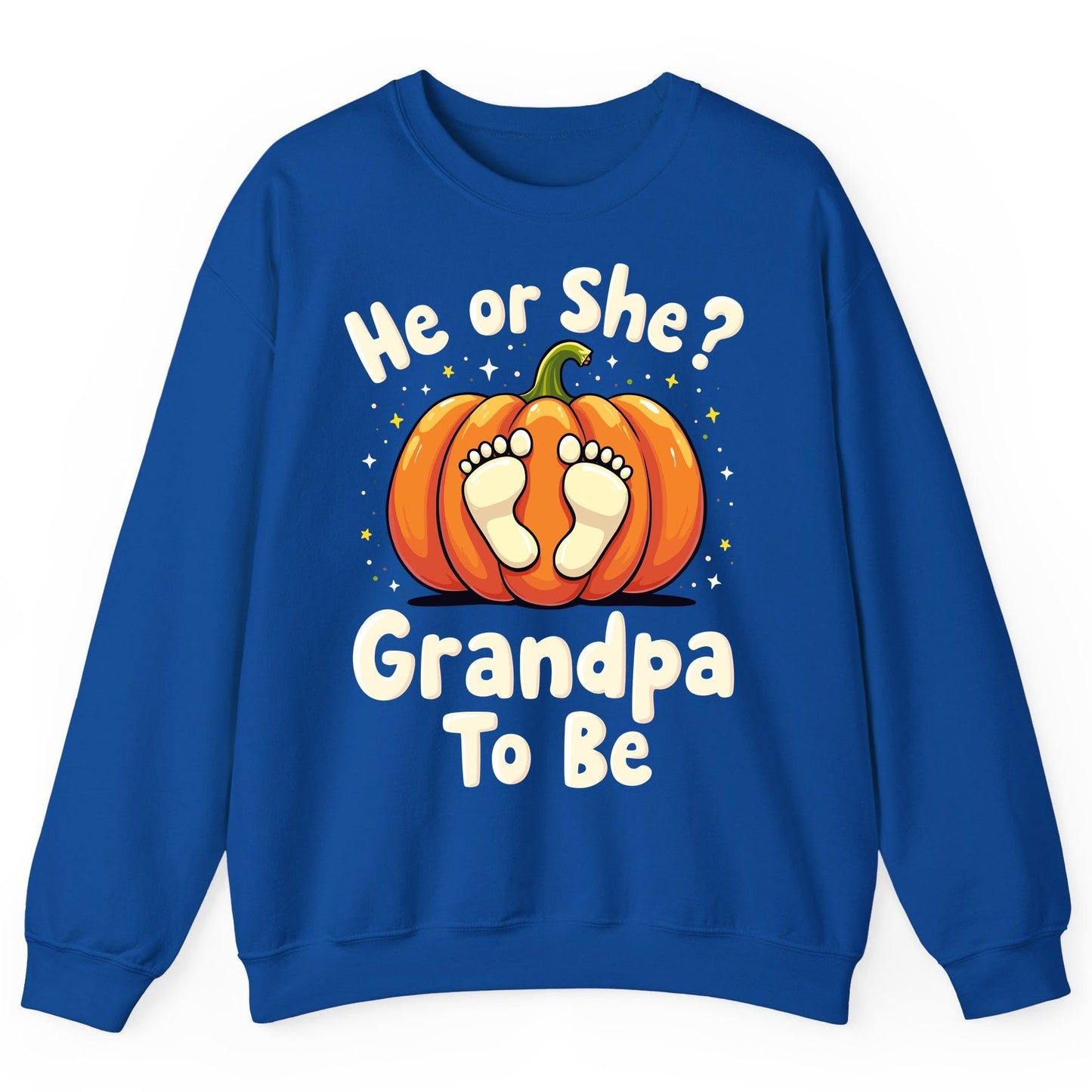 He or She Grandpa to Be gender reveal Sweatshirt Royal product mockup