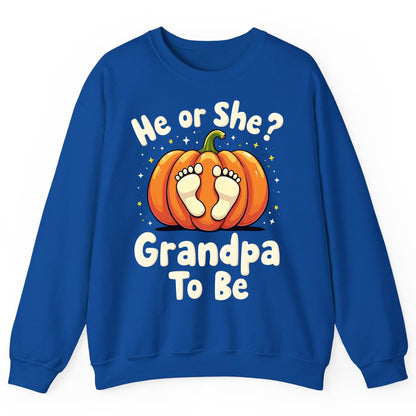 He or She Grandpa to Be gender reveal Sweatshirt Royal product mockup