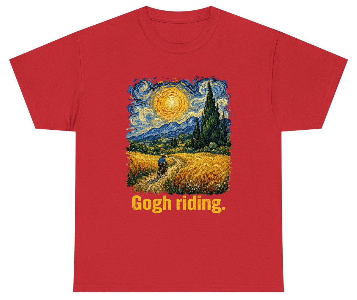Gogh Riding art parody Youth T-Shirt Red product mockup