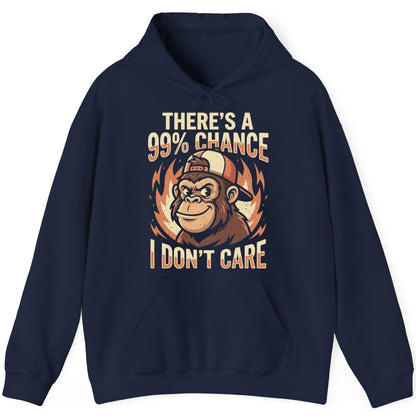 There's a 99% Chance I Don't Care monkey Hoodie Navy product mockup