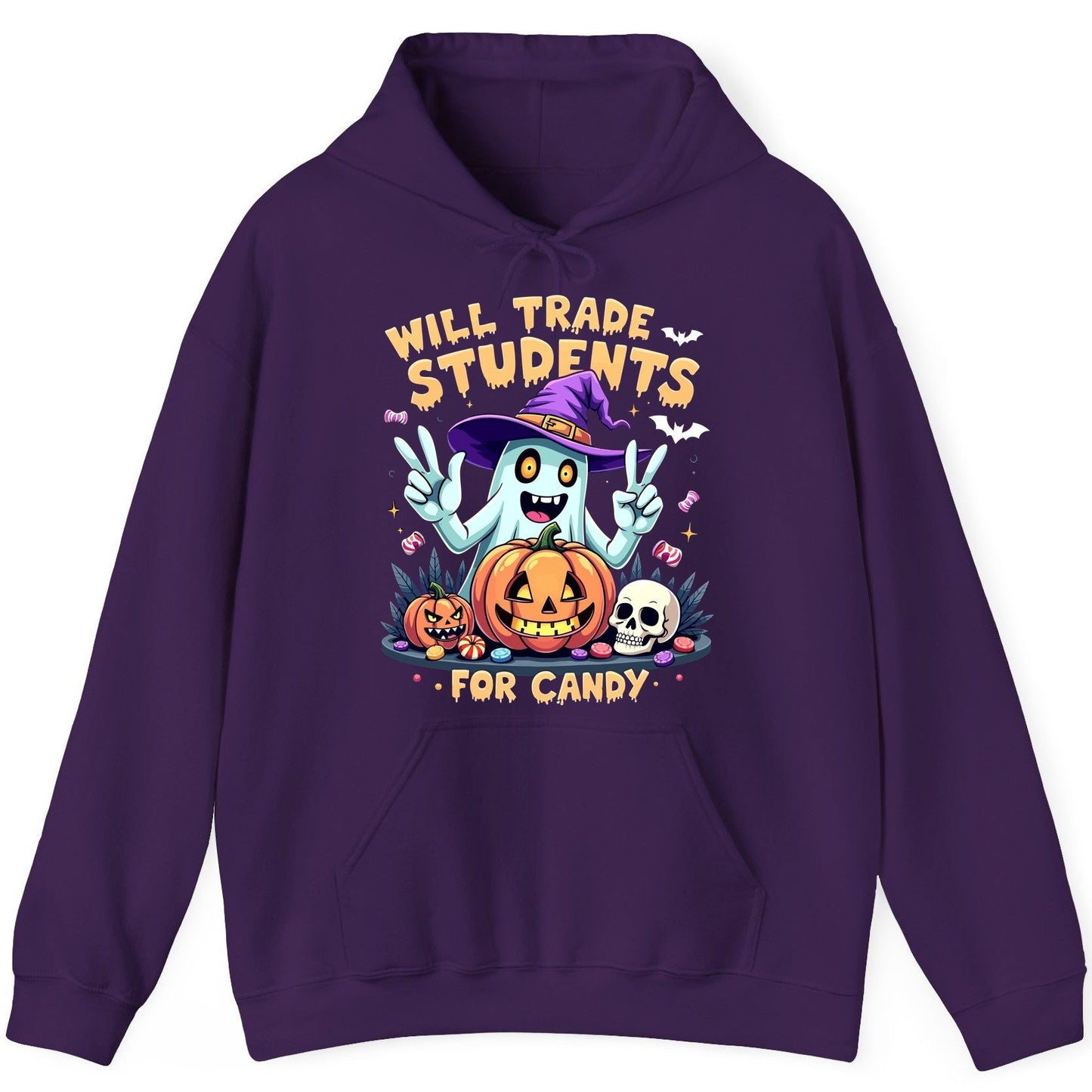 Will Trade Students for Candy teacher humor Hoodie Purple product mockup