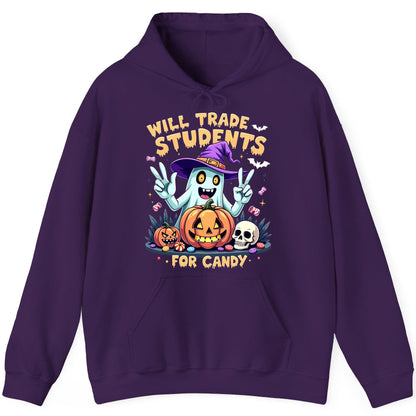 Will Trade Students for Candy teacher humor Hoodie Purple product mockup