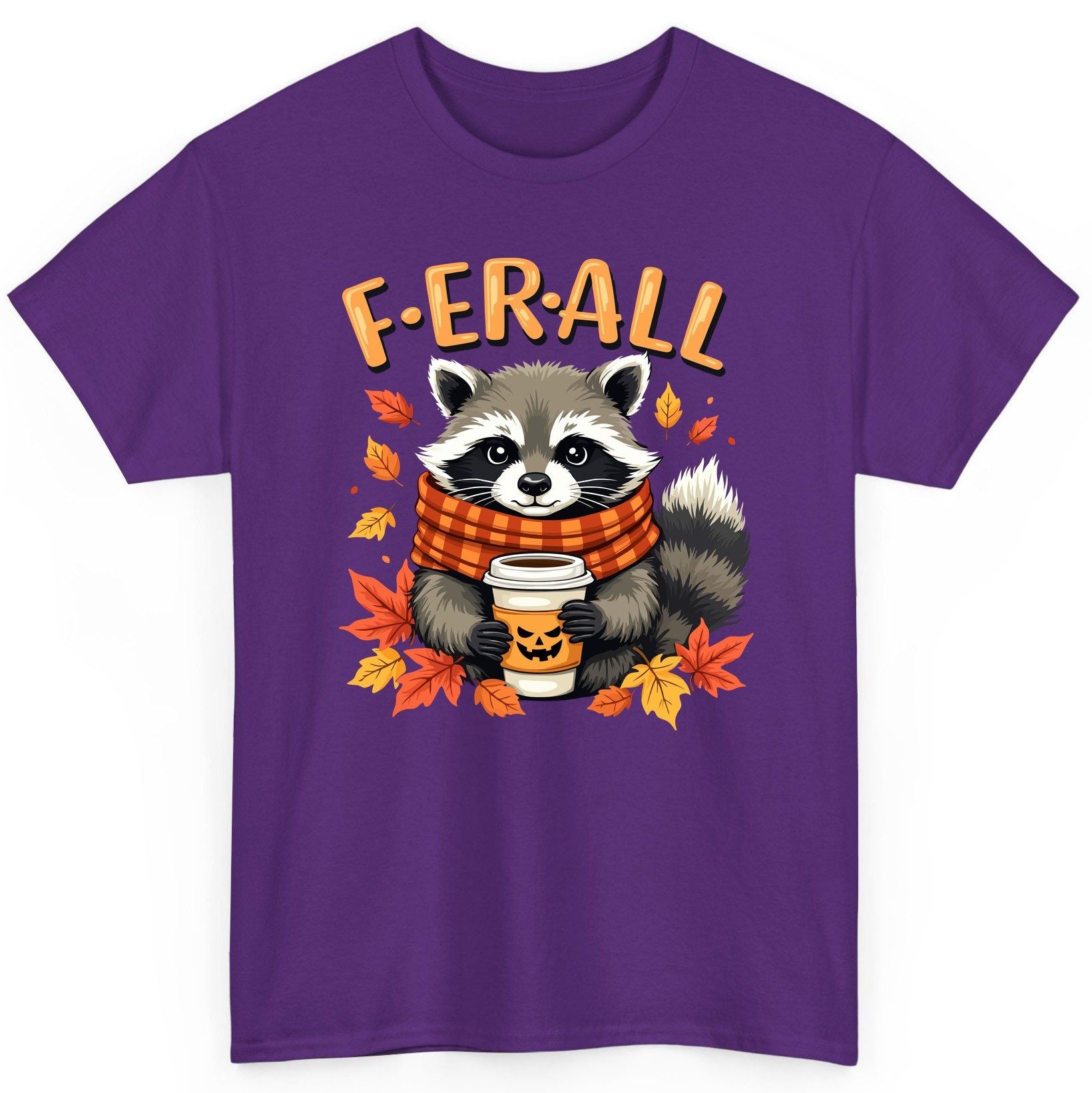 F ER All raccoon T-Shirt Purple product mockup