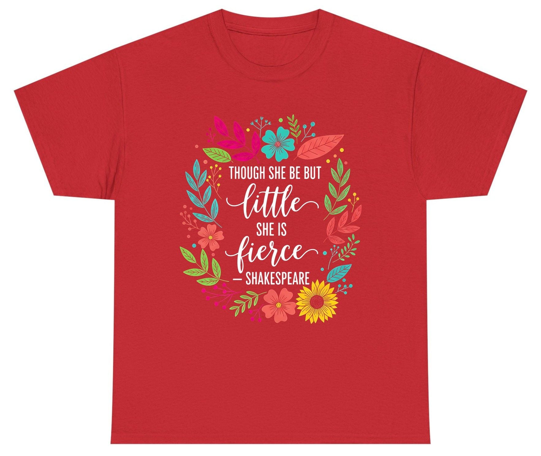 Though She Be but Little She Is Fierce - Shakespeare empowerment Youth T-Shirt Red product mockup