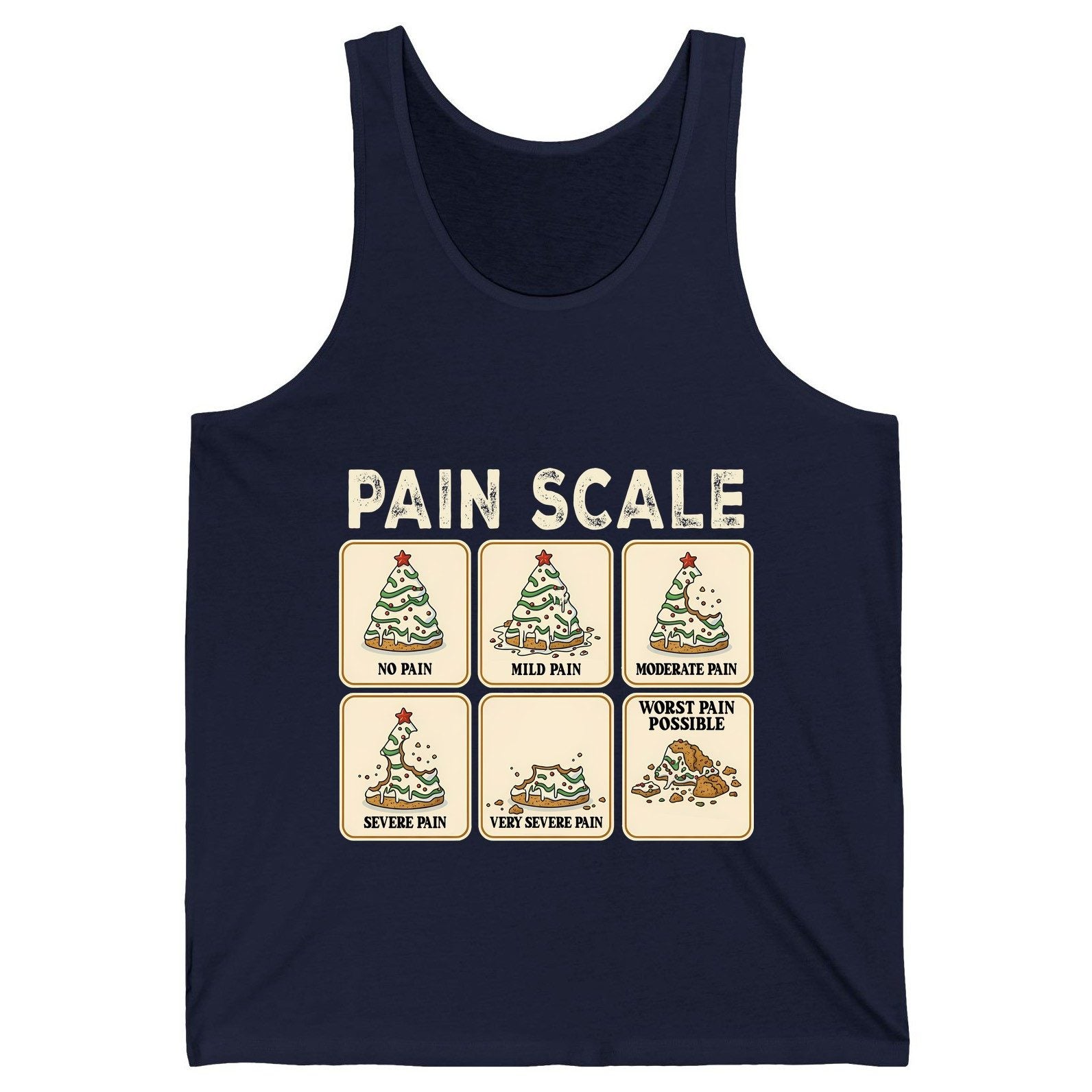 Pain Scale Christmas cookie pain scale Tank Top Navy product mockup
