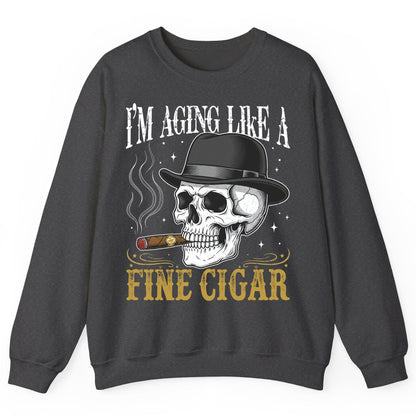 I'm Aging Like a Fine Cigar smoking skull Sweatshirt Dark Heather product mockup