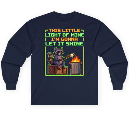 THIS LITTLE LIGHT OF MINE I'M GONNA LET IT SHINE Raccoon Long Sleeve Tee Navy product mockup