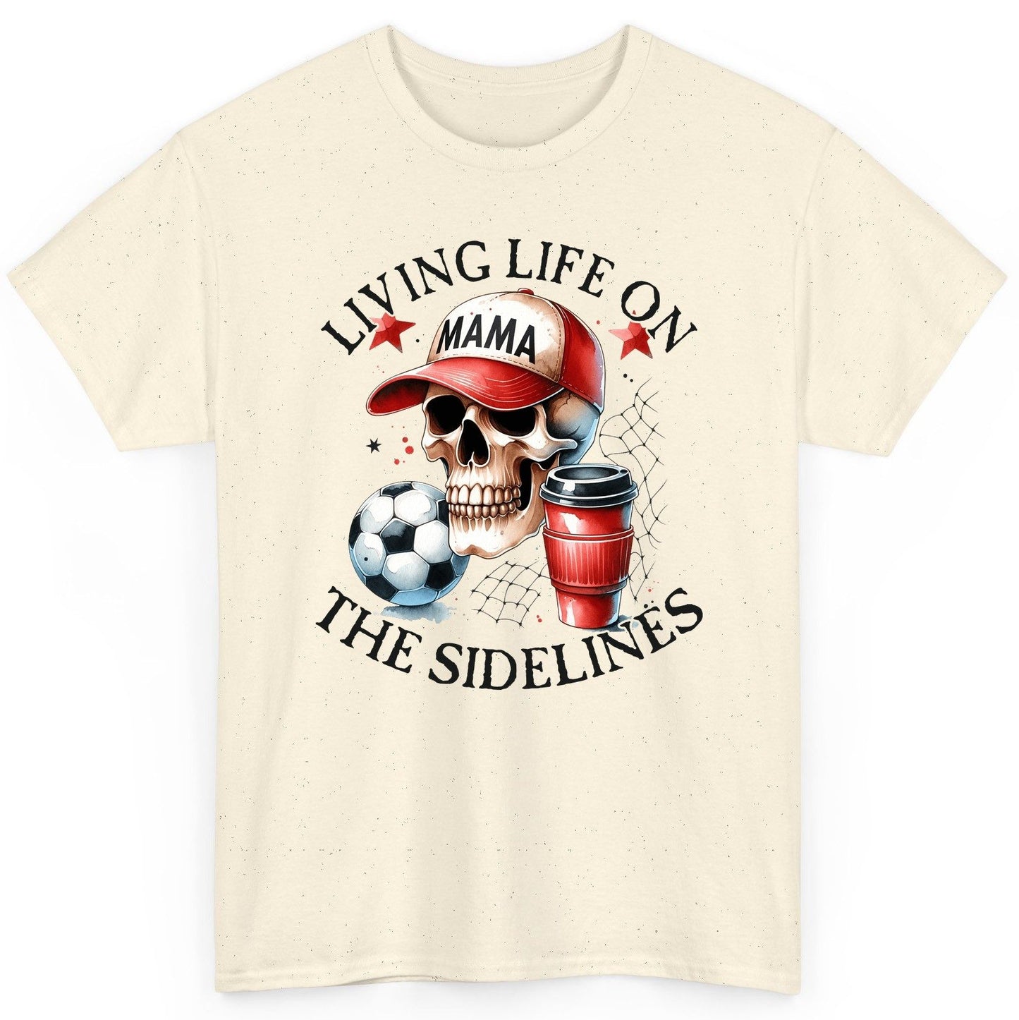 Living Life on the Sidelines soccer mom T-Shirt Natural product mockup