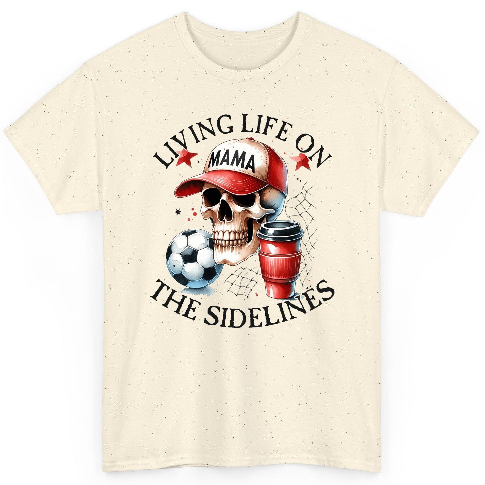 Living Life on the Sidelines soccer mom T-Shirt Natural product mockup