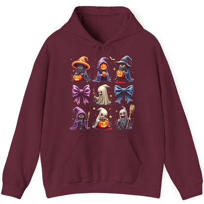 Spooky Cute Halloween Characters Halloween characters Hoodie Maroon product mockup